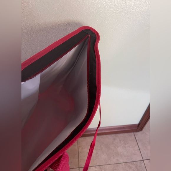 Trader Joe's Black  And Red Reusable Tote Bag Cooler Insulated Black Collapsible - Picture 6 of 10